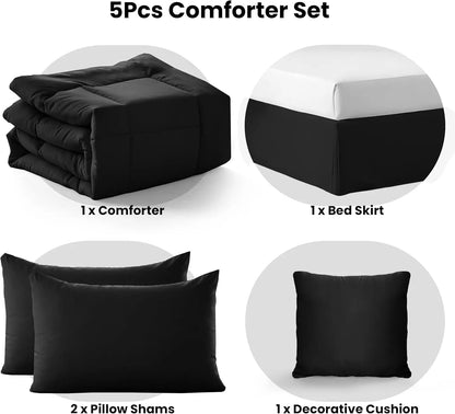 5pc Comforter Set, All-in-One Bed in a Bag