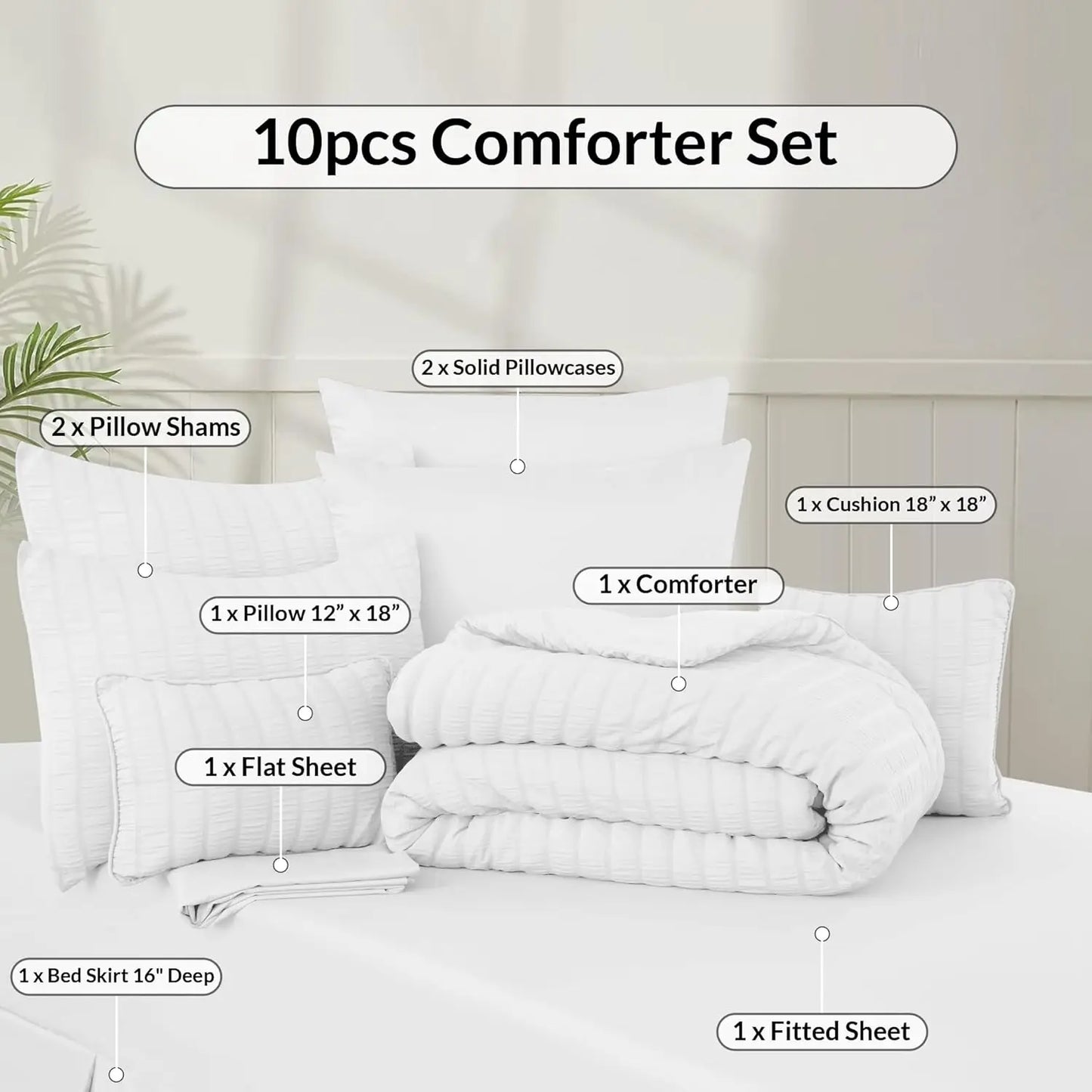 10 Piece Lightweight Comforter Set with Sheets