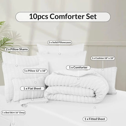 10 Piece Lightweight Comforter Set with Sheets