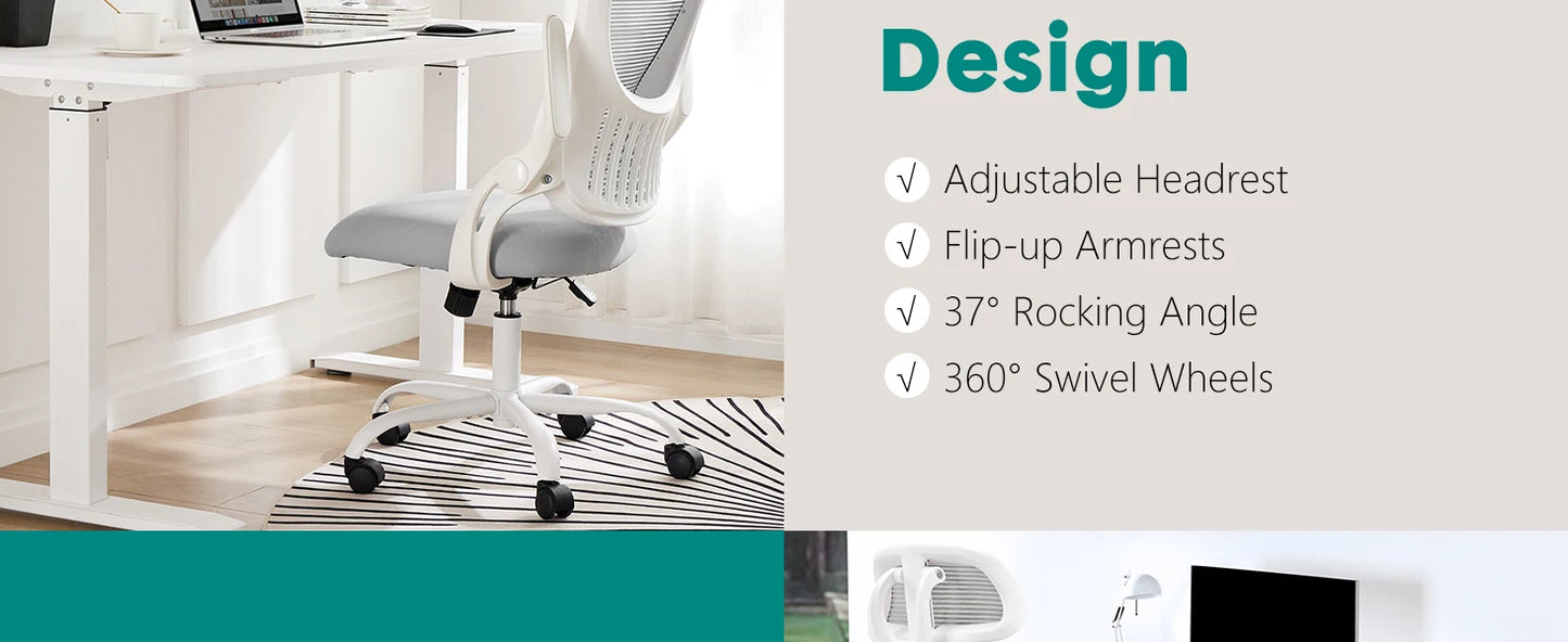 JHK Office Chair Lumbar Support Adjustable Headrest & Arms