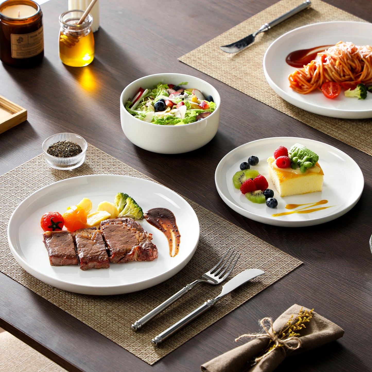 MALACASA Luna series 18-Piece Ceramic Dinnerware Set