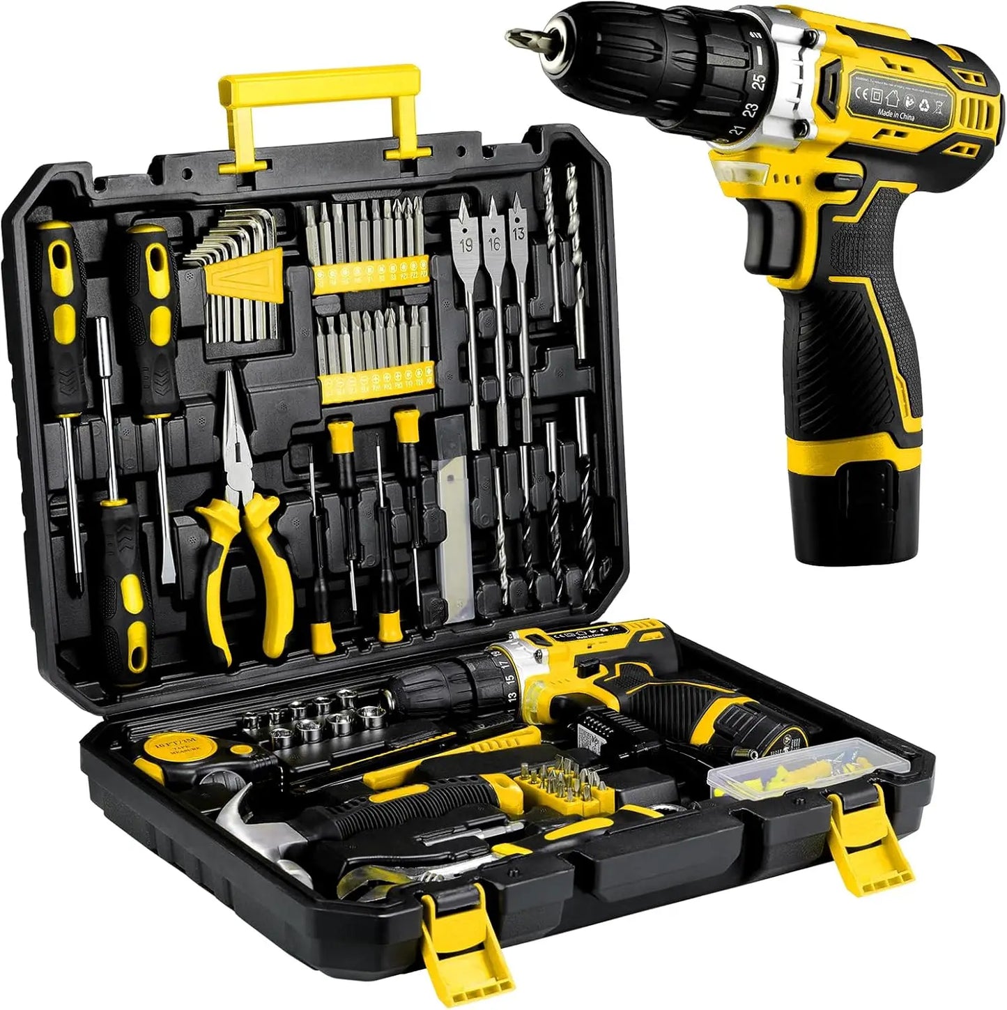 138 Pcs Power Tool Set with 12V Cordless Drill