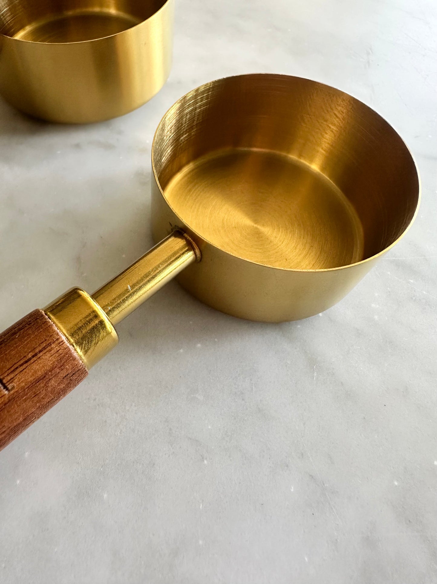 Acacia Wood and Gold Measuring Cups and Spoons