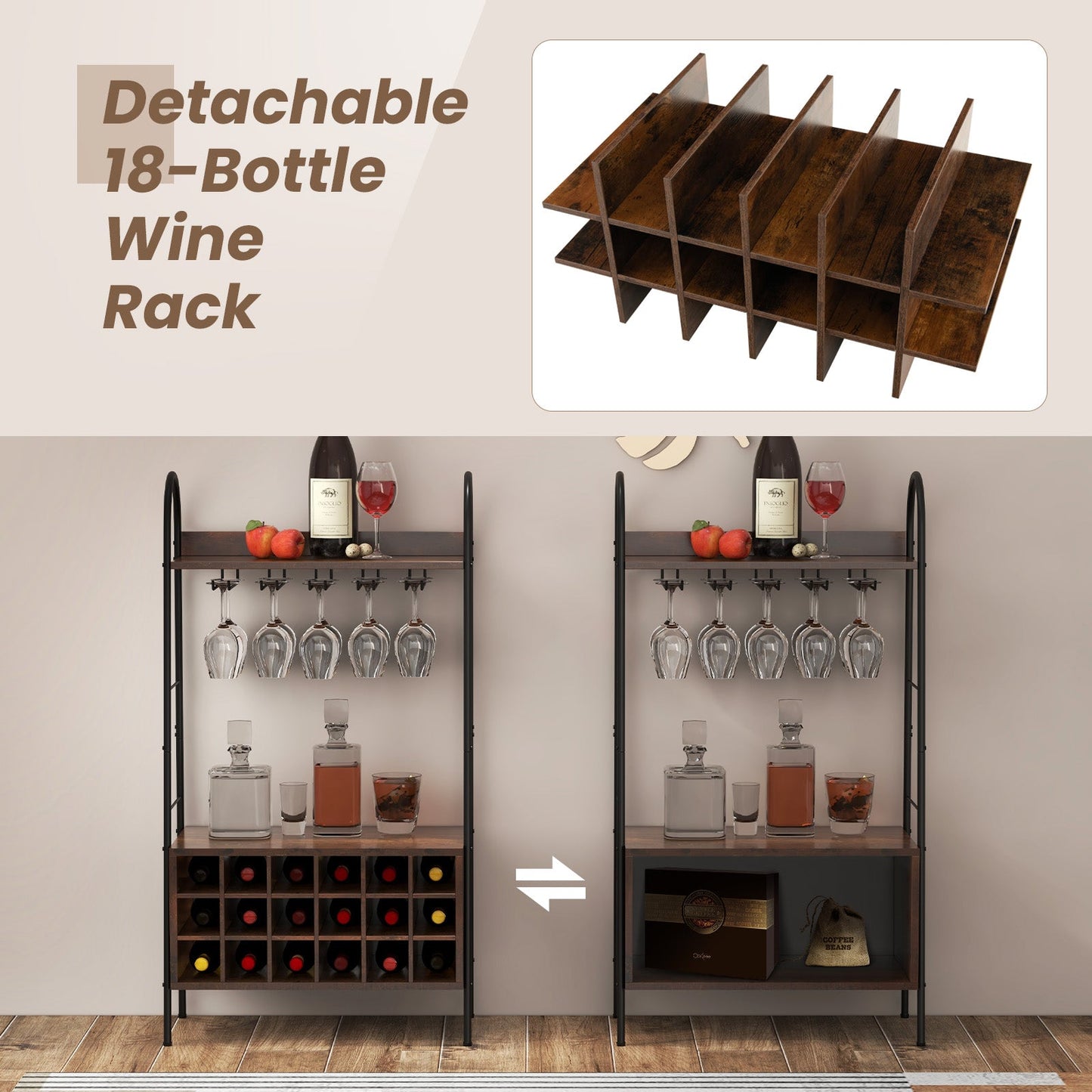 Baker's Rack with Detachable Wine Rack