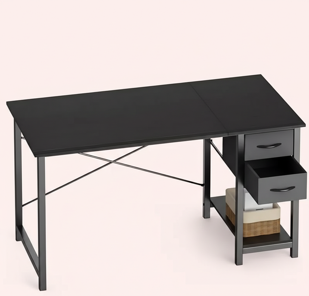 40/47 Inch Computer Desk with Fabric Storage Drawers