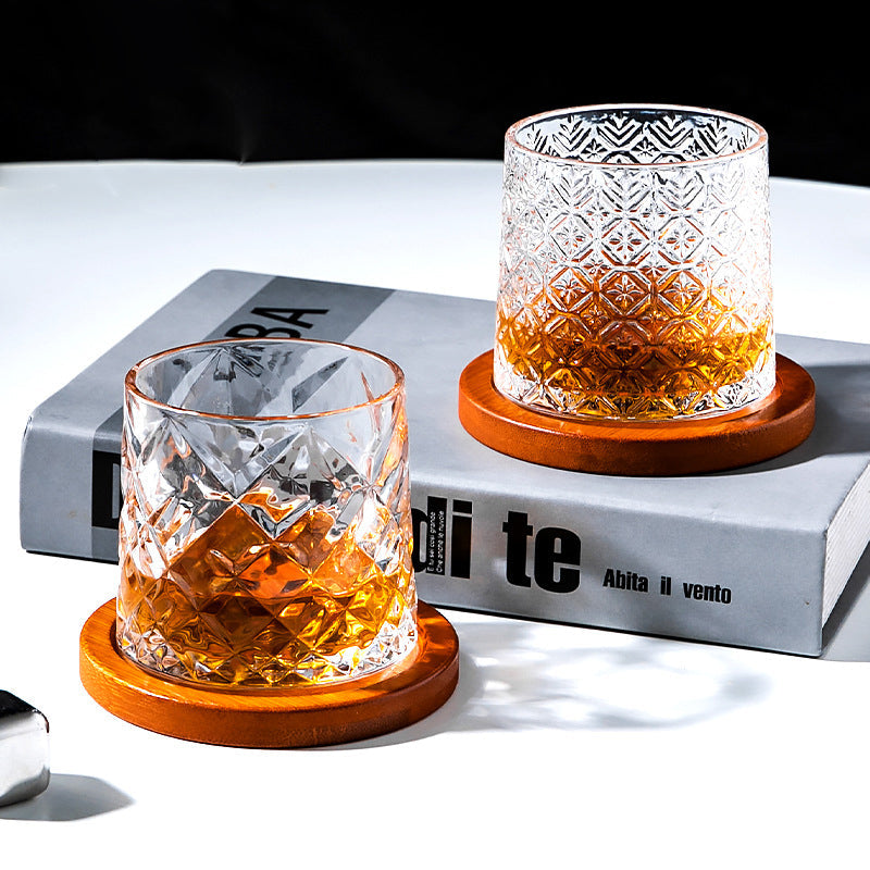 Hand drawn rotating whiskey glasses