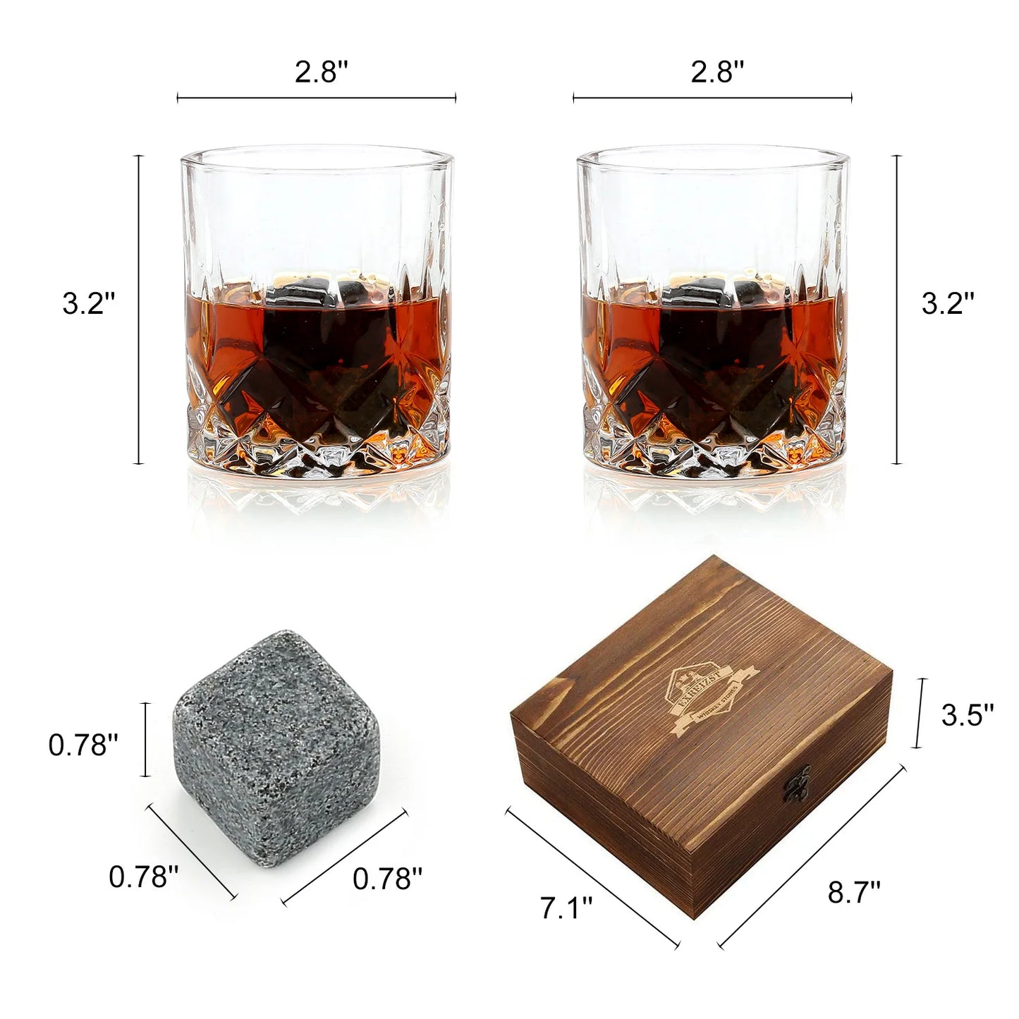 Whiskey Stones & Glasses Set
