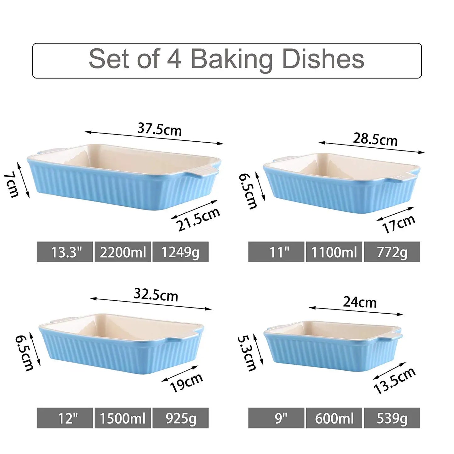 4-Piece Ceramic Baking Dish Set