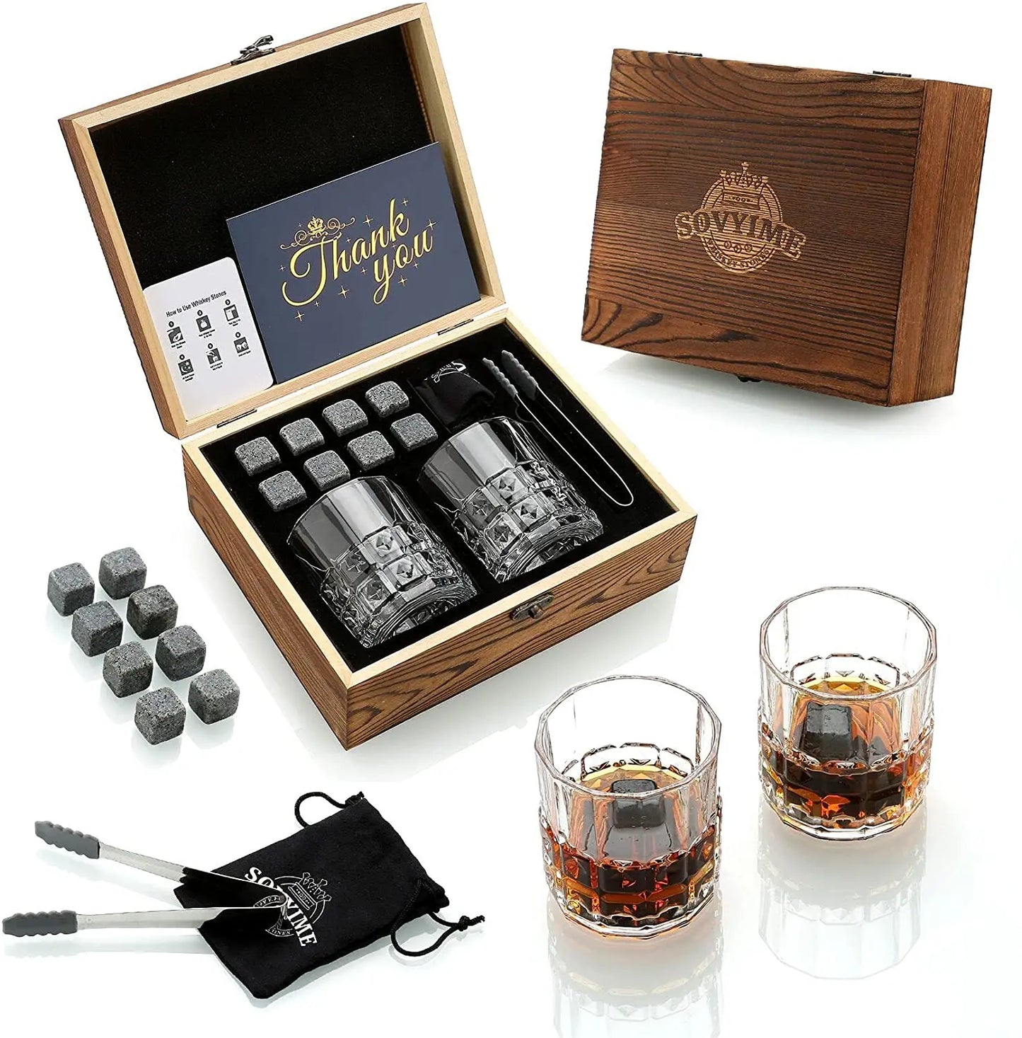Whiskey Stones & Glasses Set