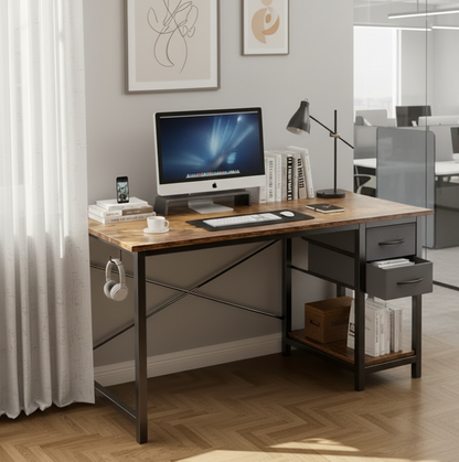 40/47 Inch Computer Desk with Fabric Storage Drawers