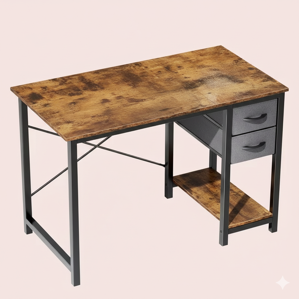 40/47 Inch Computer Desk with Fabric Storage Drawers