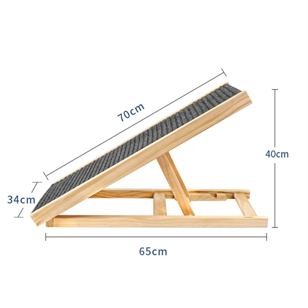 Adjustable Natural Pine Pet Ramp