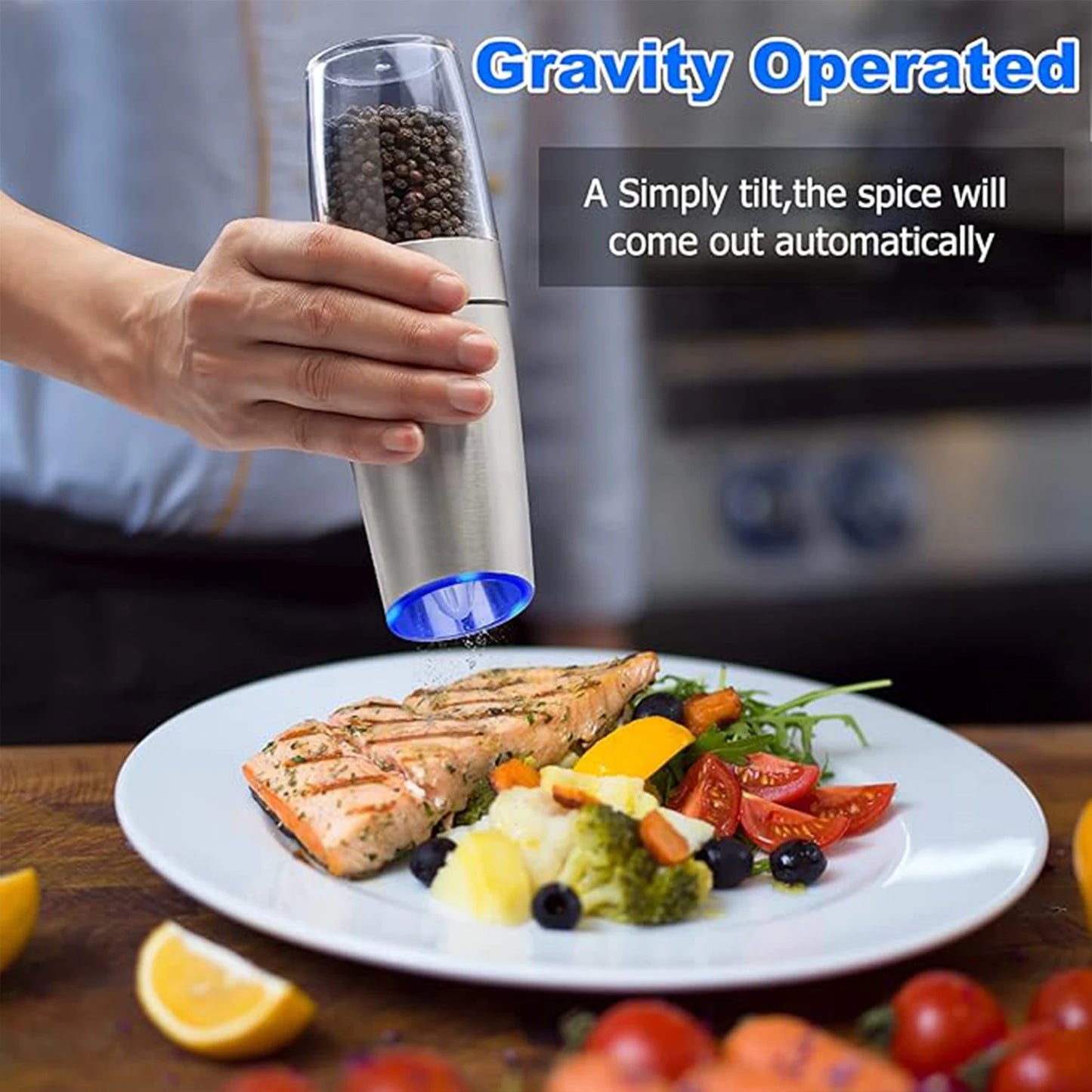 1pc/2pcs, LED Electric Salt And Pepper Grinder