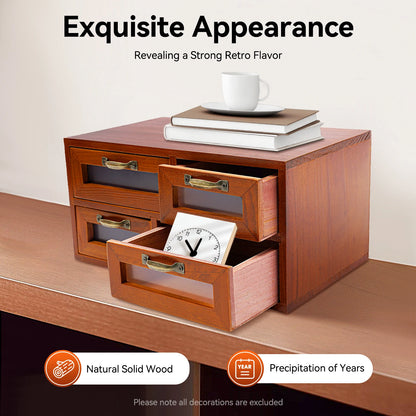 16-Drawer Walnut Desktop Storage Organizer
