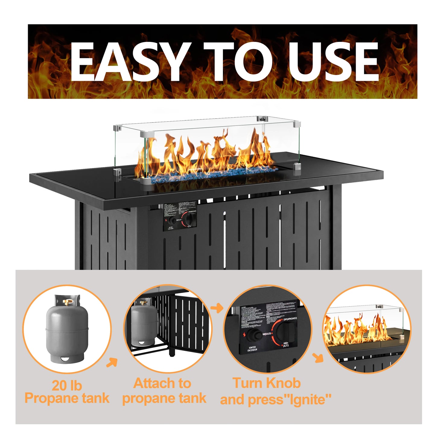 42 Inch 50,000 BTU Propane  Fire Pit Table