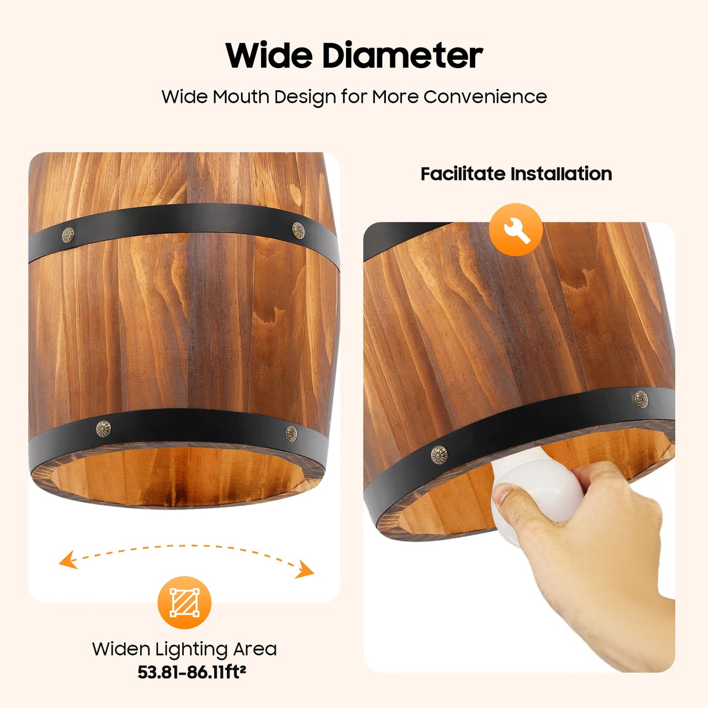 Wine Barrel Design Chandelier UL Certified