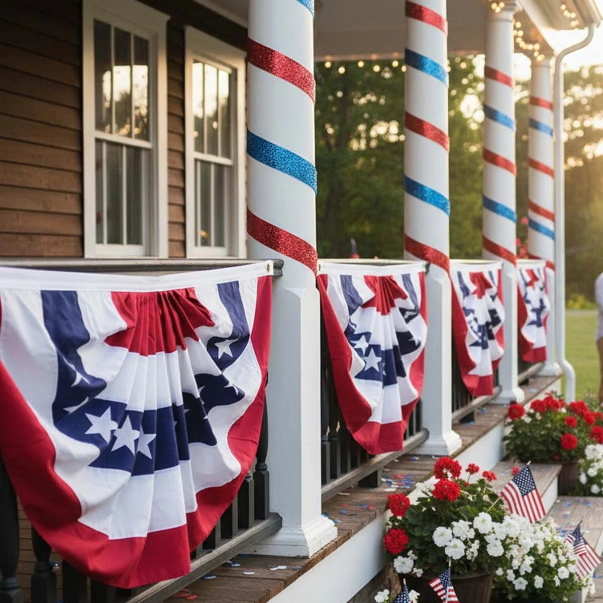 2pcs USA Pleated Half Fan Bunting Flags
