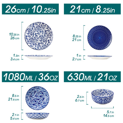 Chinese Blue and White Porcelain Plate Set
