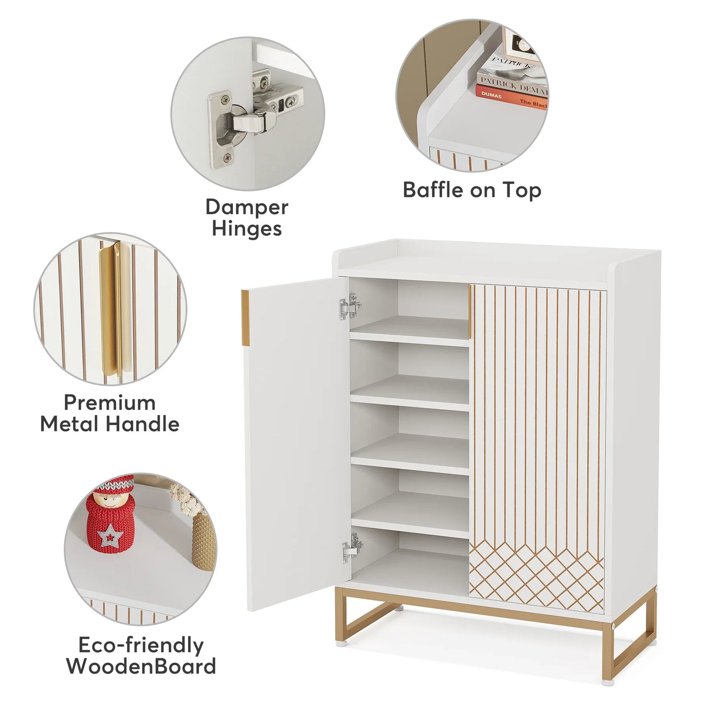5-Tier Shoe Cabinet with Doors