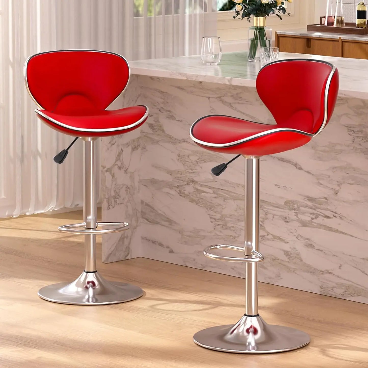 Set of 2 Adjustable, Swivel Barstools