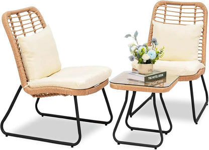 3 Piece Outdoor Wicker Bistro Set