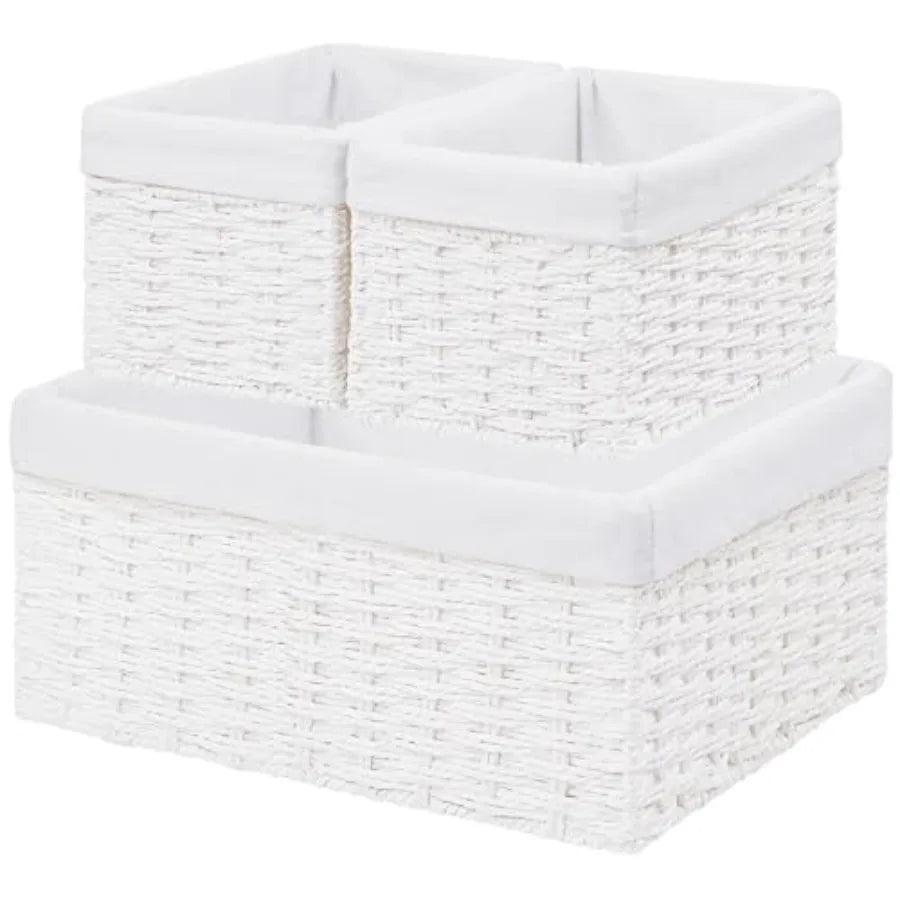 3-Pack Woven Rope Wicker Baskets