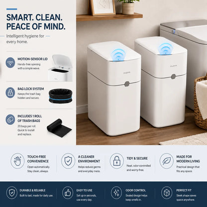Touchless Trash Can with Auto Bag-Suction