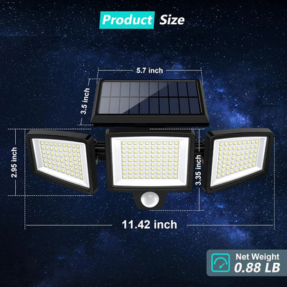 Motion Sensor 3-Head 200+ LED Outdoor Security Light