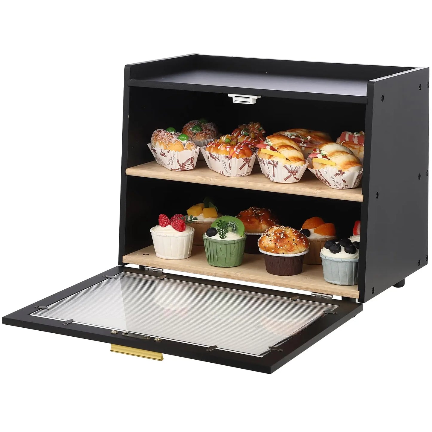 Double Layer Bamboo Large Bread Box