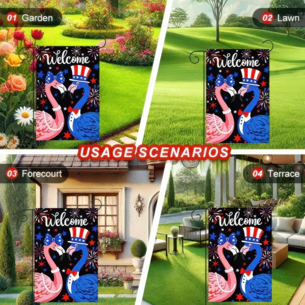 Patriotic Flamingo Flag