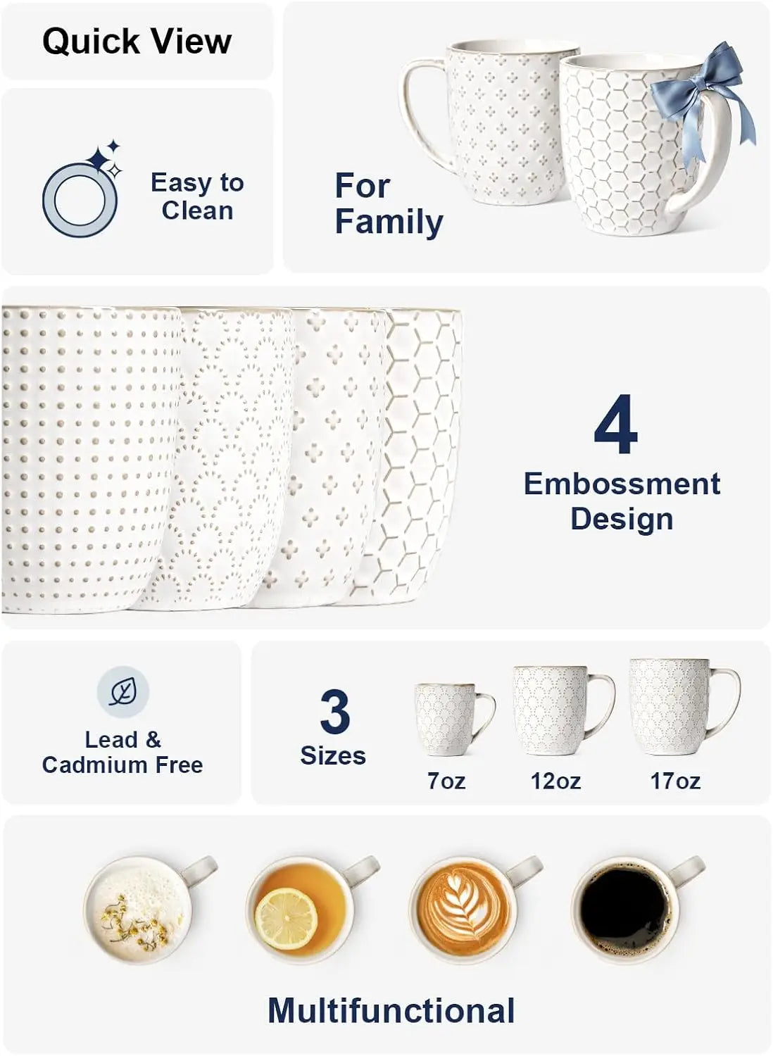 16 oz Ceramic Mug Set of 4