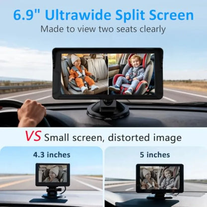 Baby Car Camera For Two Kids Dual Monitor