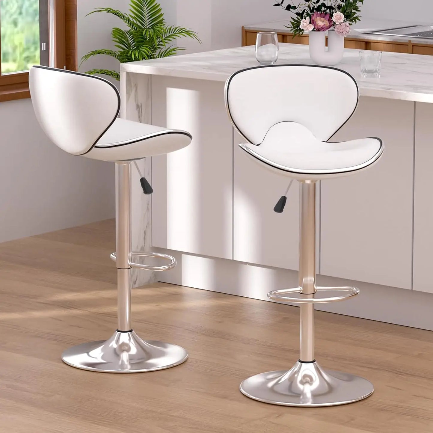 Set of 2 Adjustable, Swivel Barstools