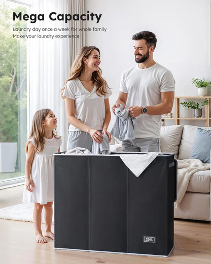 Extra Large 3-Section Laundry Hamper with Lid