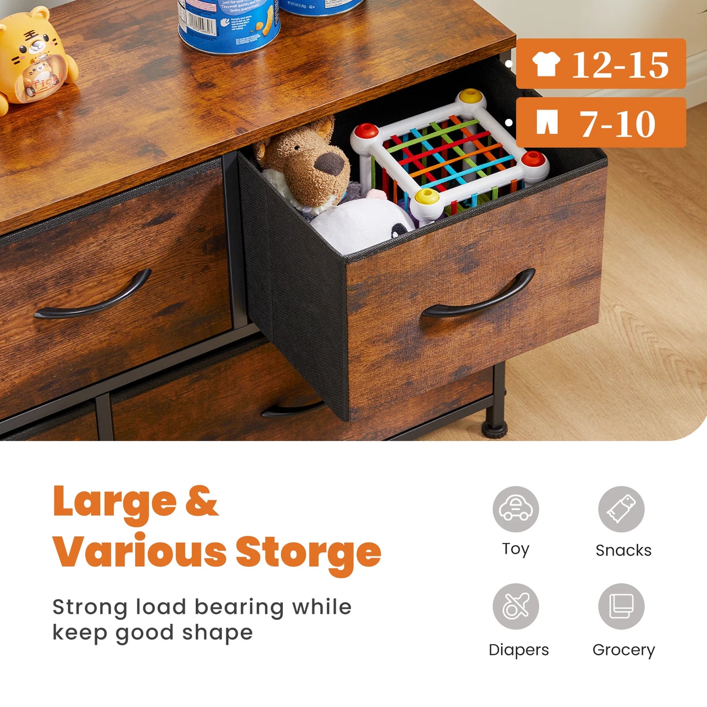 Storage Cabinet With 5 Fabric Drawers
