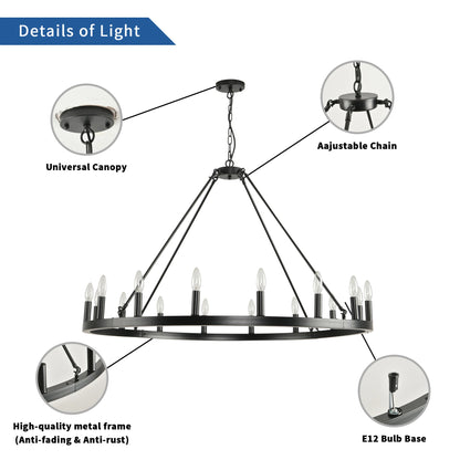 16-Light Wagon Wheel Chandelier