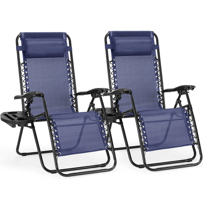 2pc Zero Gravity Lounge Chair, Cup Holder