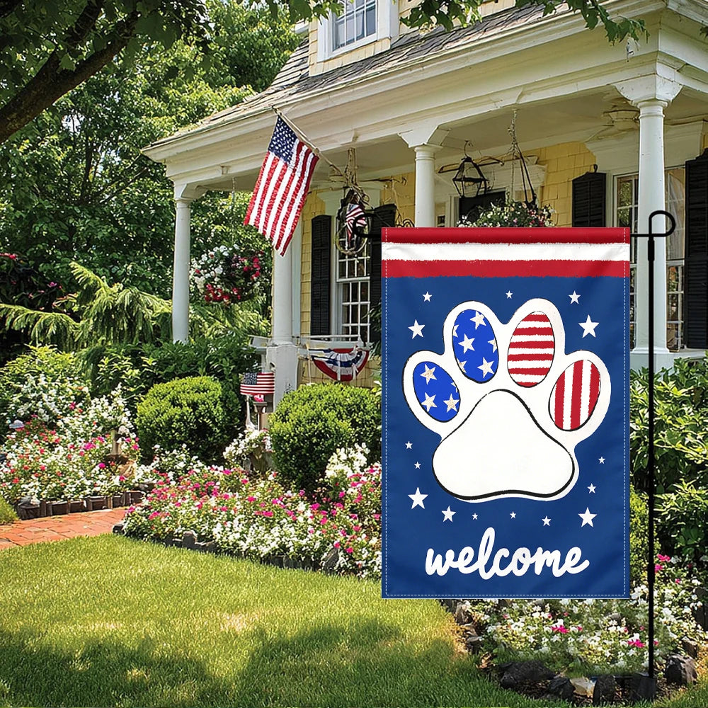 Patriotic Dog Paw Flag