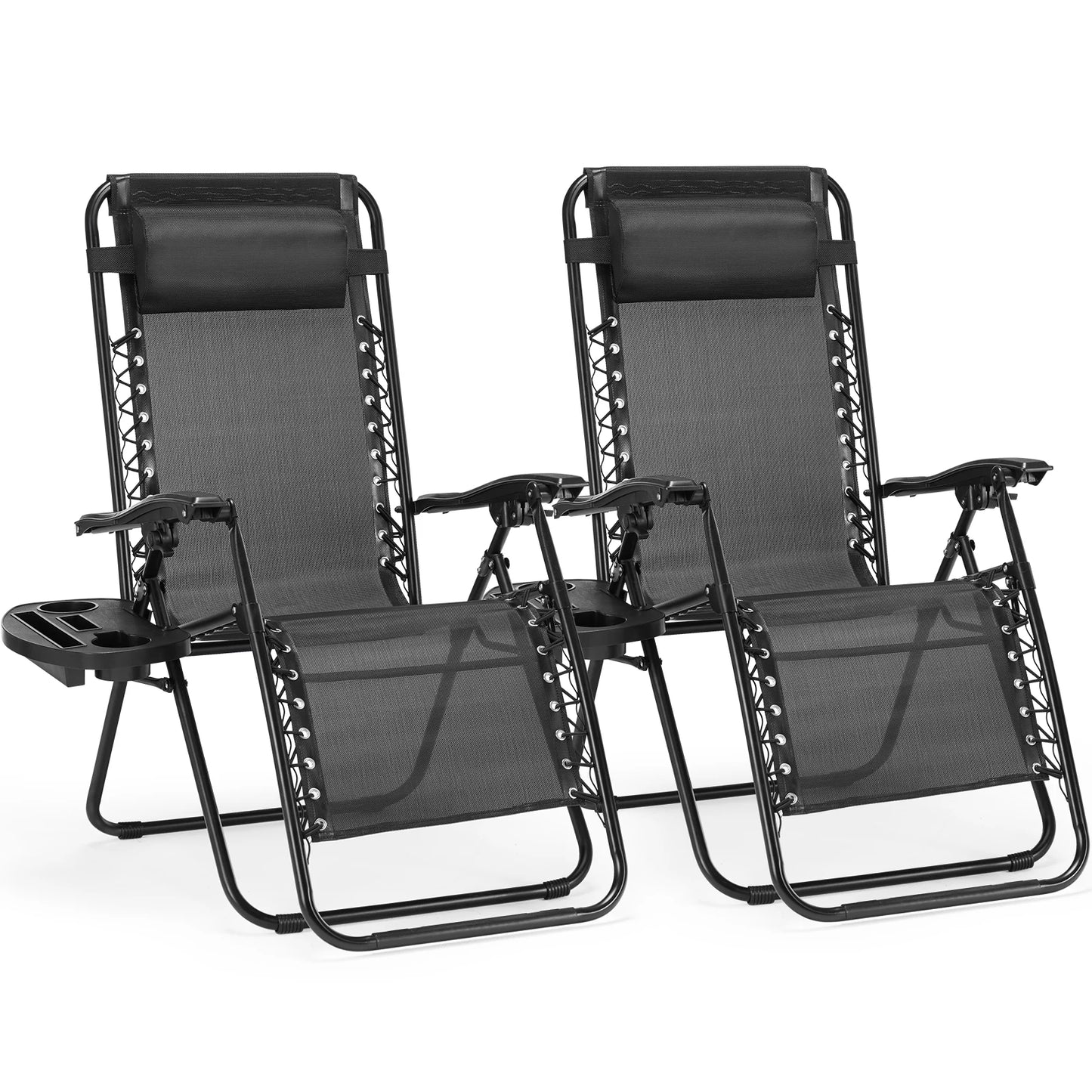 2pc Zero Gravity Lounge Chair, Cup Holder