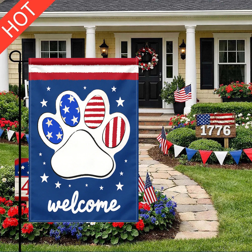 Patriotic Dog Paw Flag