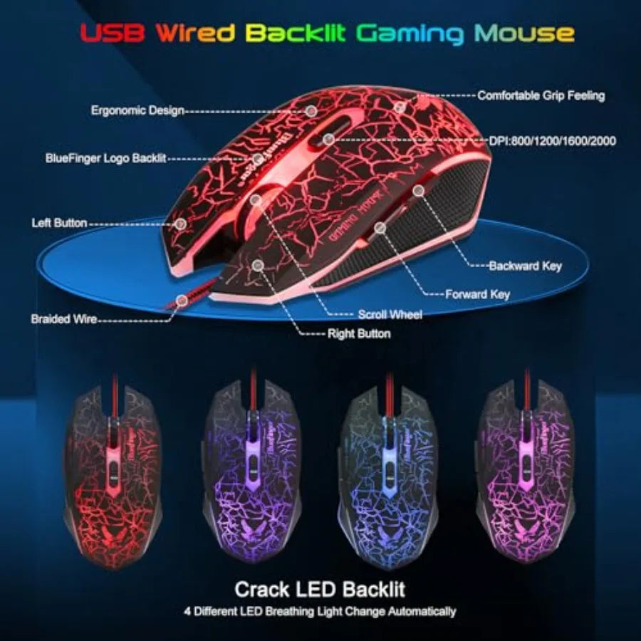 Gaming Keyboard Mouse Headset Combo