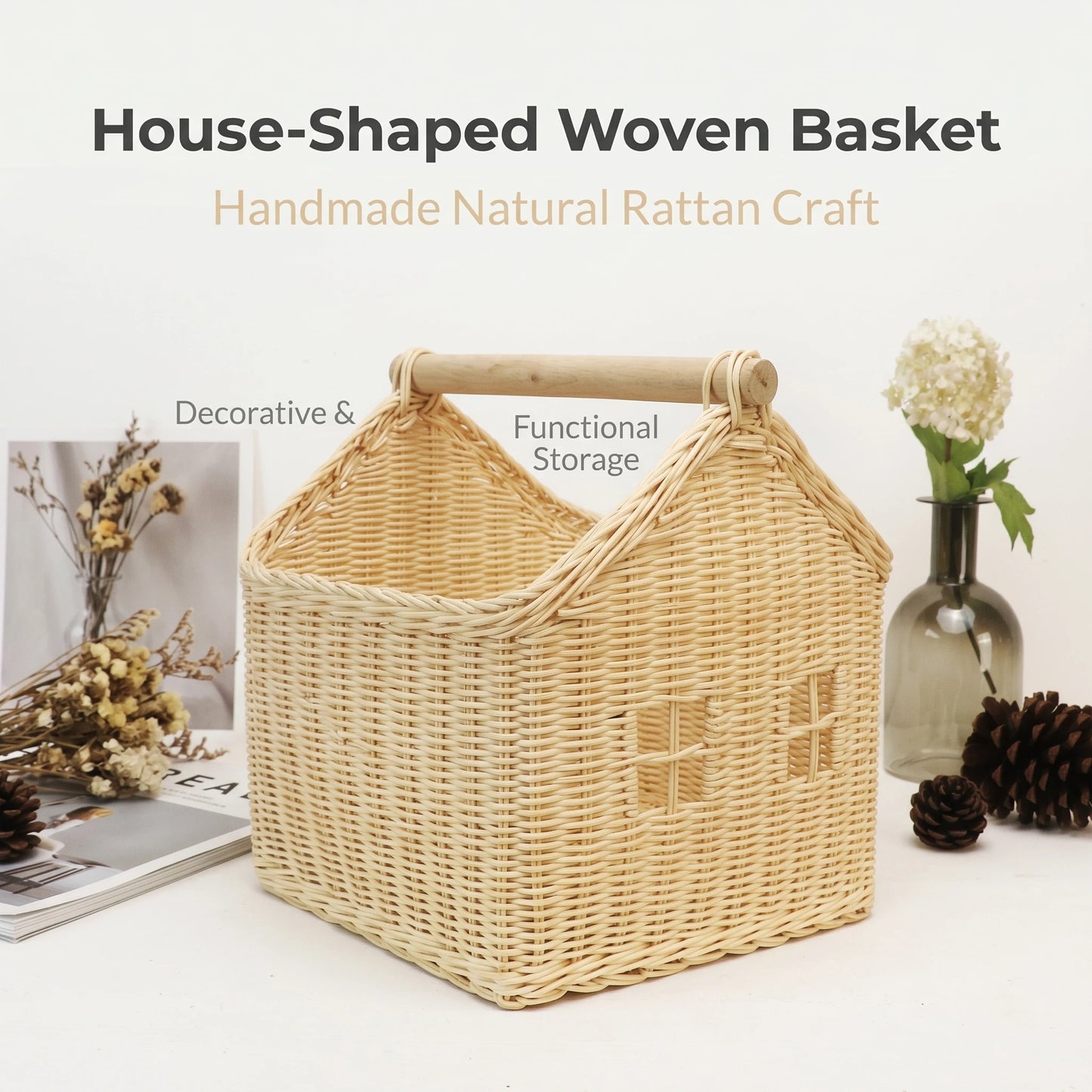 Handcrafted Woven Rattan Storage Basket