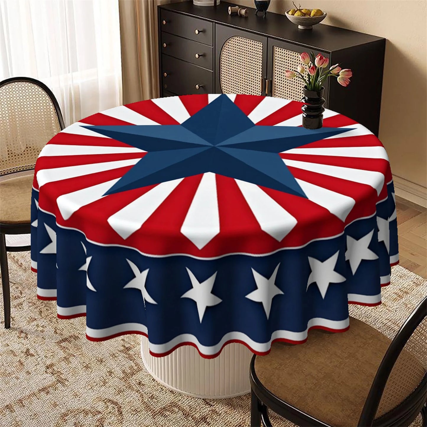 Patriotic Table Runner with Stars and Stripes Print