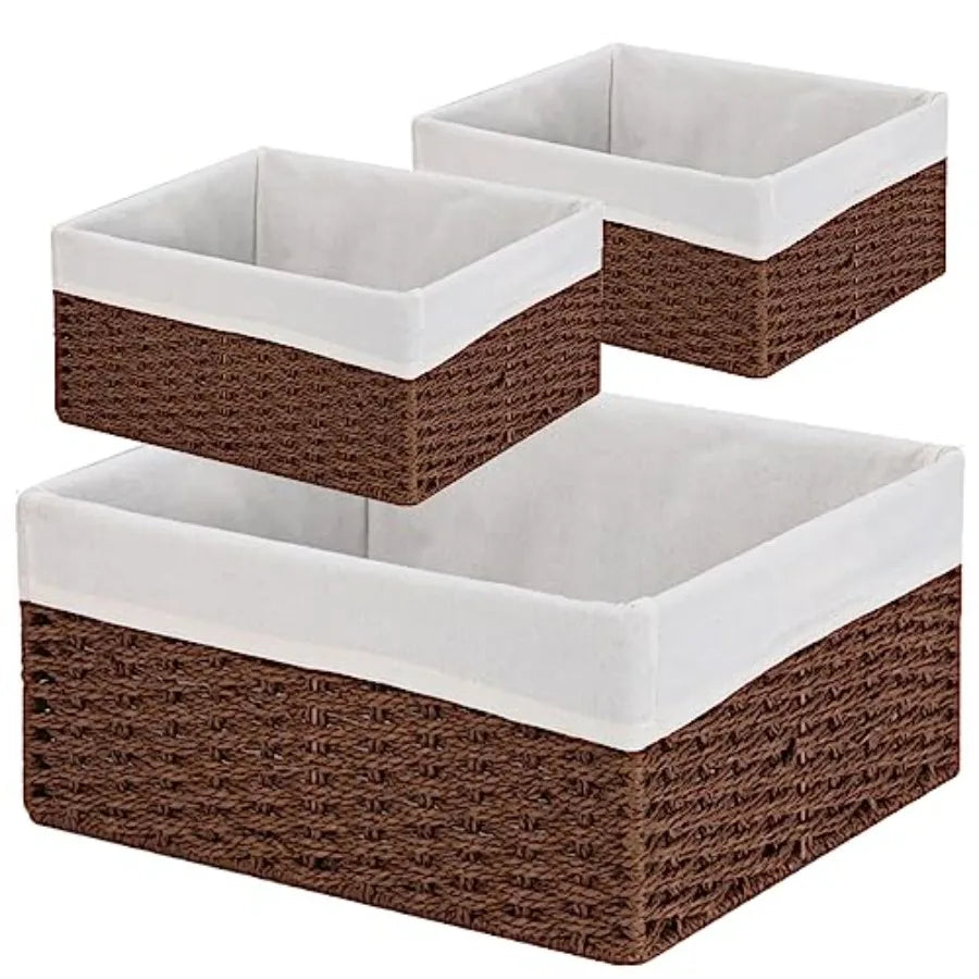 3-Pack Woven Rope Wicker Baskets
