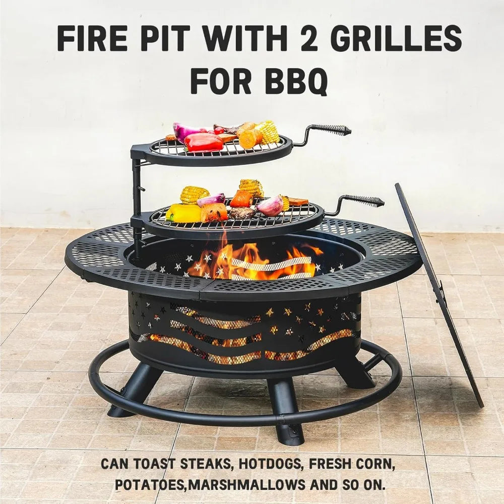 36 Inch Fire Pit with 2 Cooking Grates