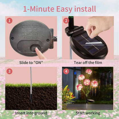 2pc LED Carnation Solar Lights