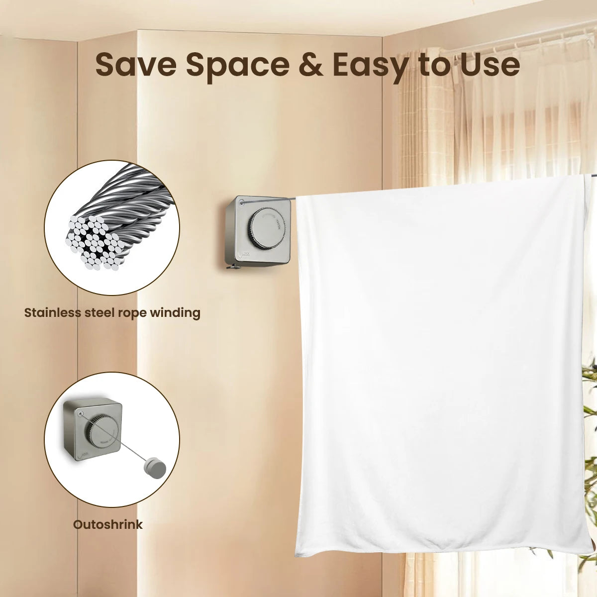 15ft Indoor Retractable Clothesline