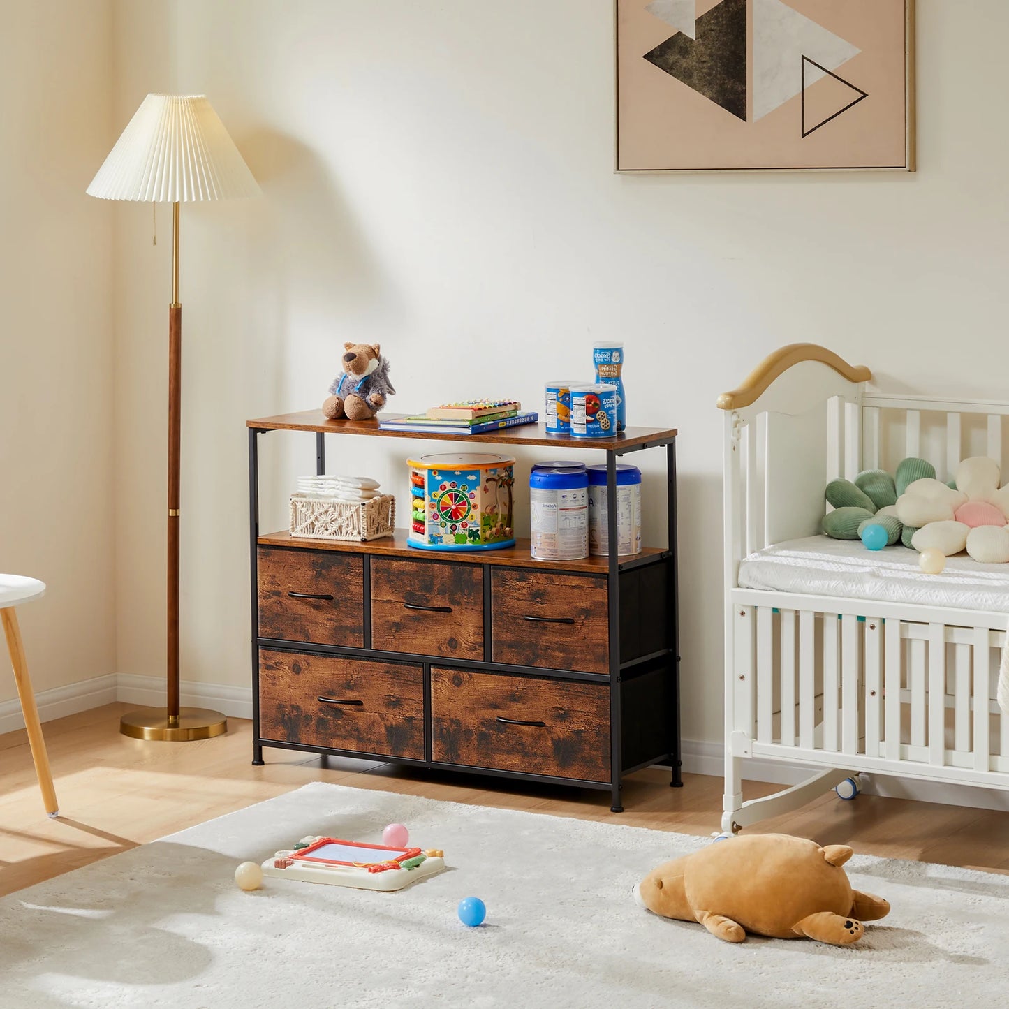 Storage Cabinet With 5 Fabric Drawers
