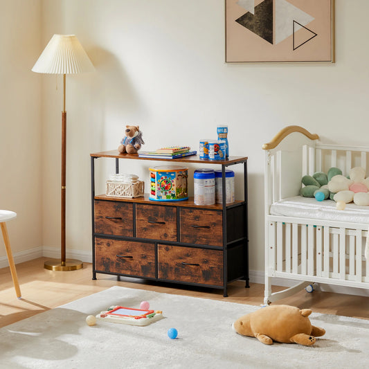 Storage Cabinet With 5 Fabric Drawers