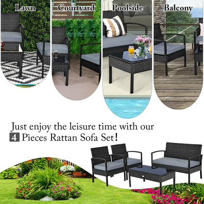 4pcs Outdoor Wicker Set